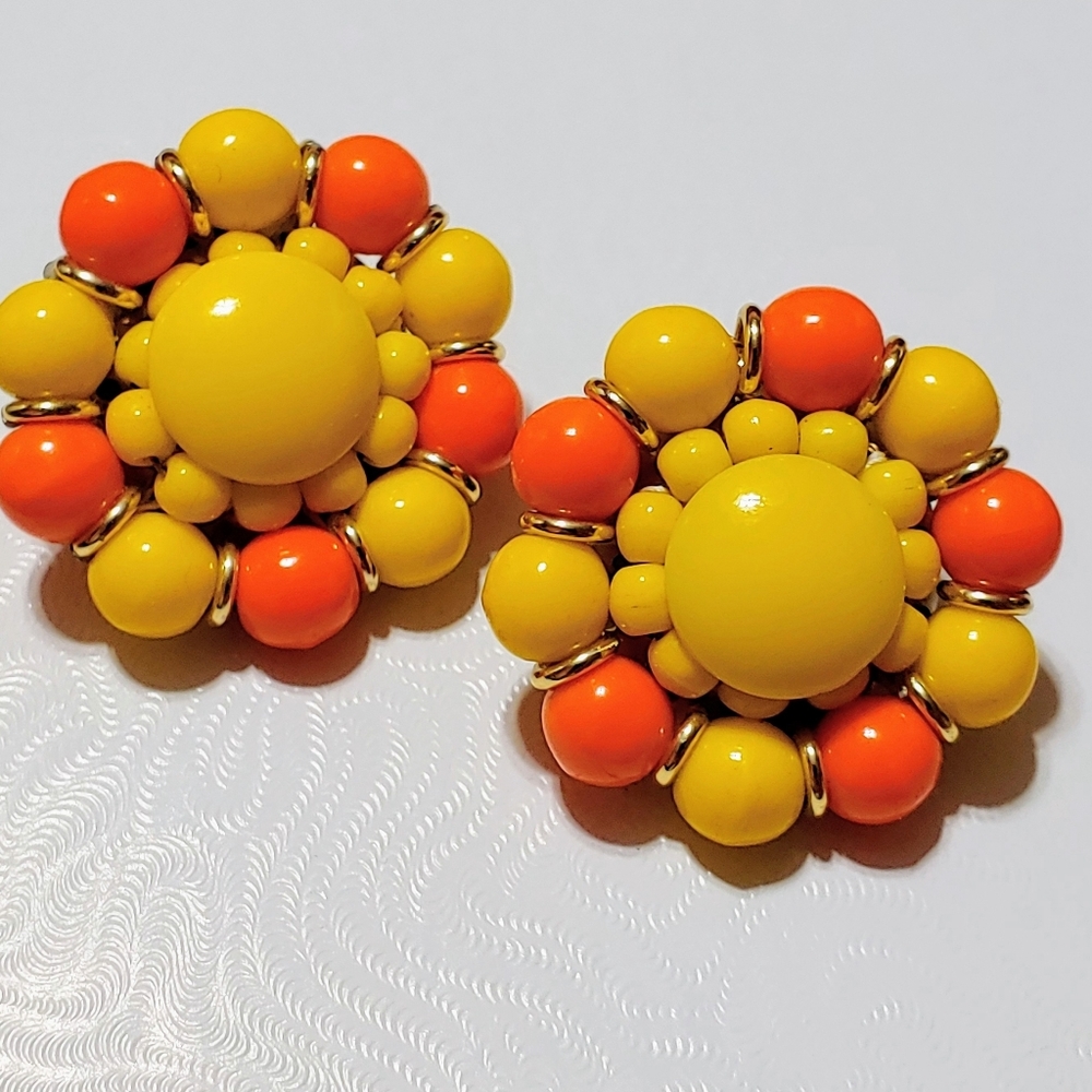 Vintage Bright Clip on Earrings